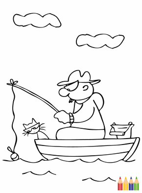 Carte jeux ludiques Coloriage du pecheur